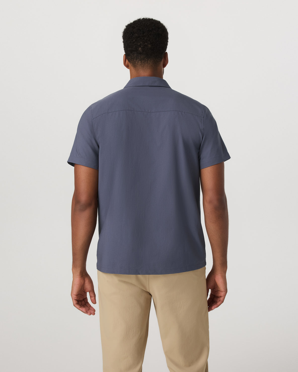 Short Sleeve Manhattan Button Down Men's Azure Shirt - Image 3