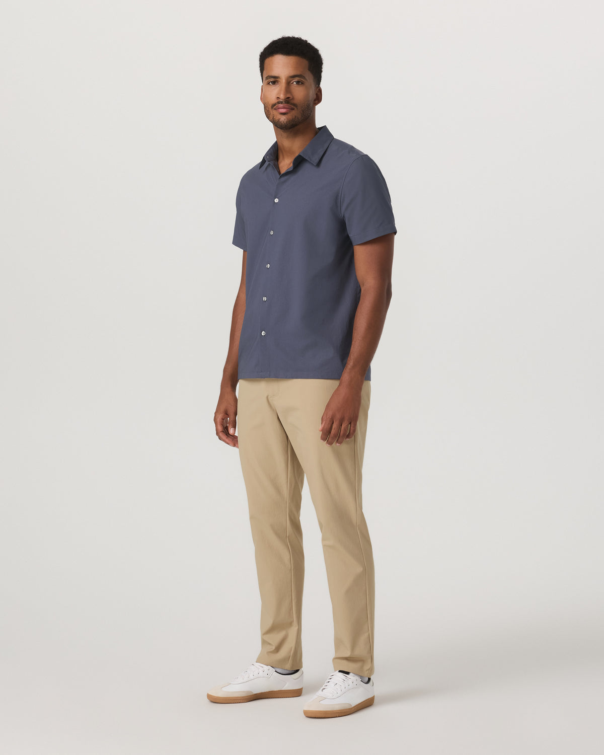 Short Sleeve Manhattan Button Down Men's Azure Shirt - Image 5