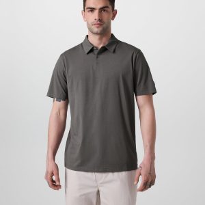 Short Sleeve Feather Polo Warm Grey