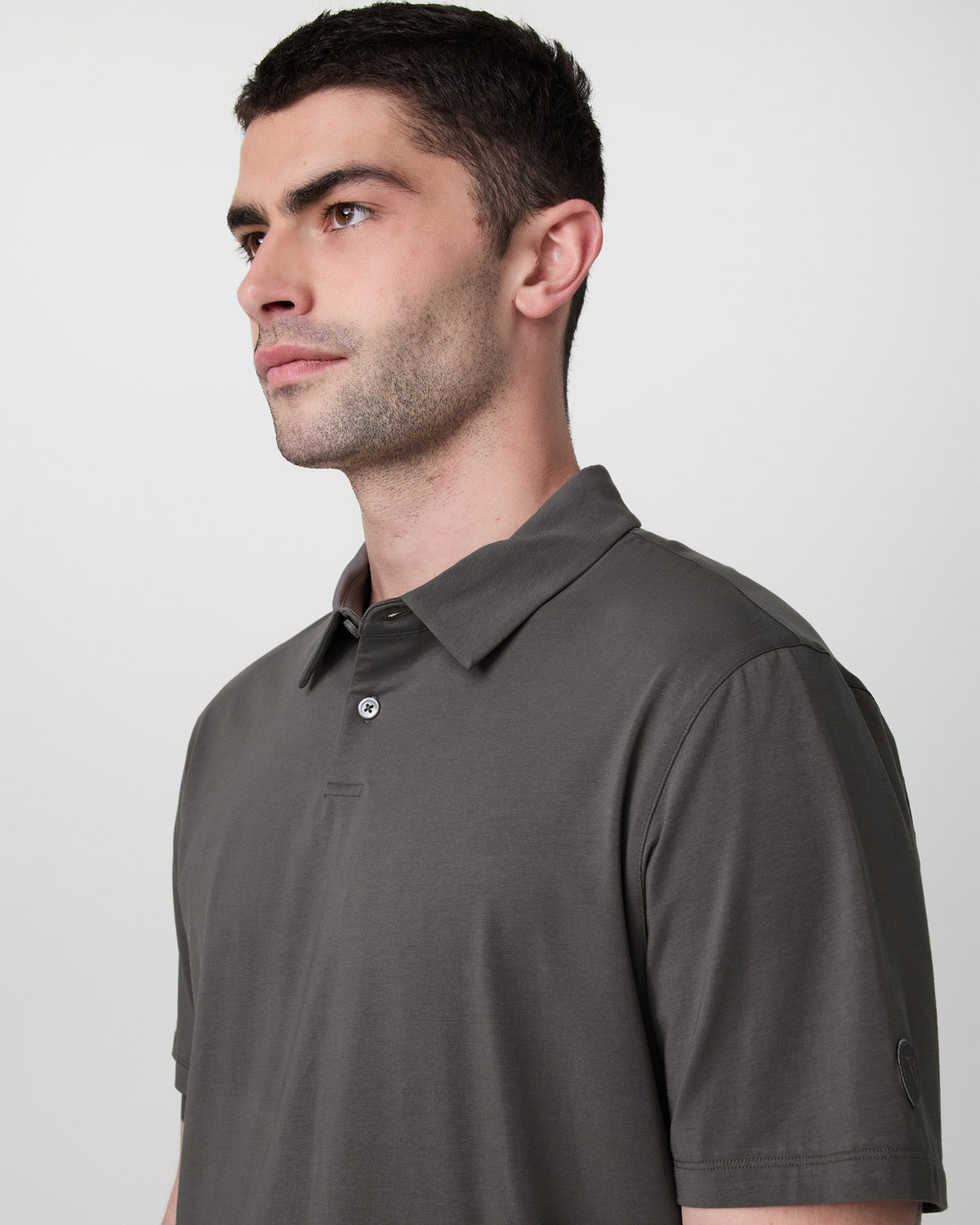 Short Sleeve Feather Polo Warm Grey - Image 2