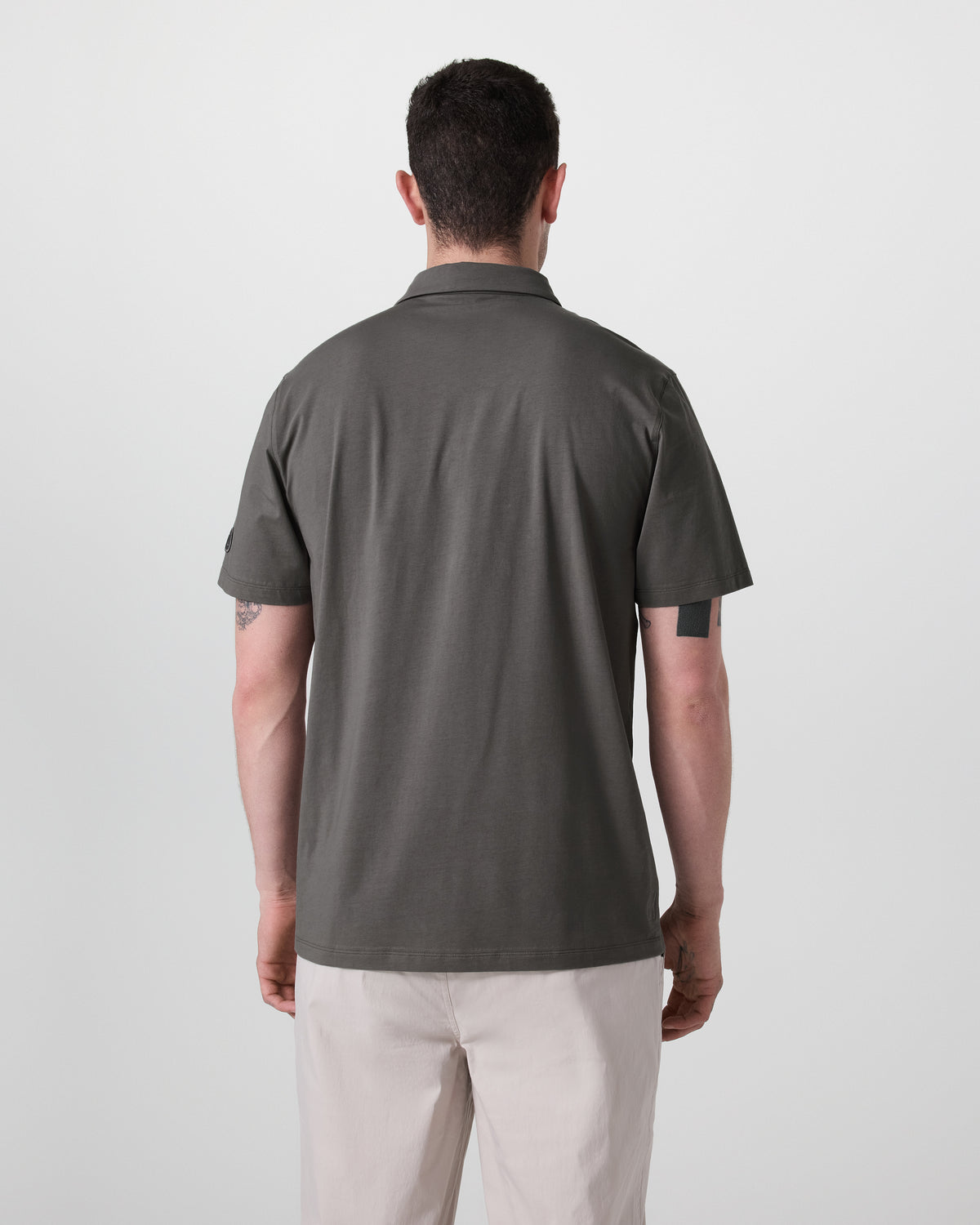 Short Sleeve Feather Polo Warm Grey - Image 4