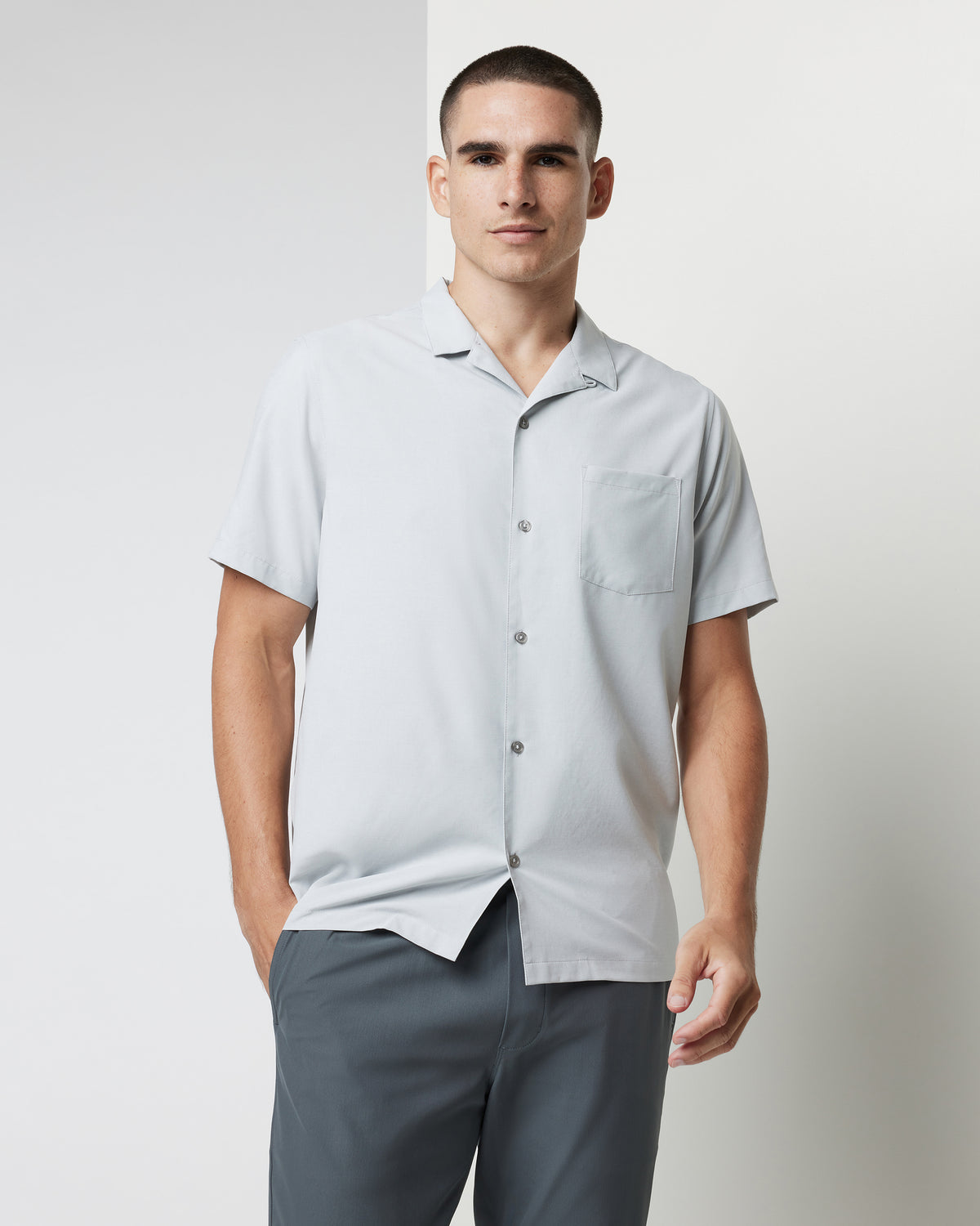 Seaport Button Down Men's Sky Grey Short-Sleeve