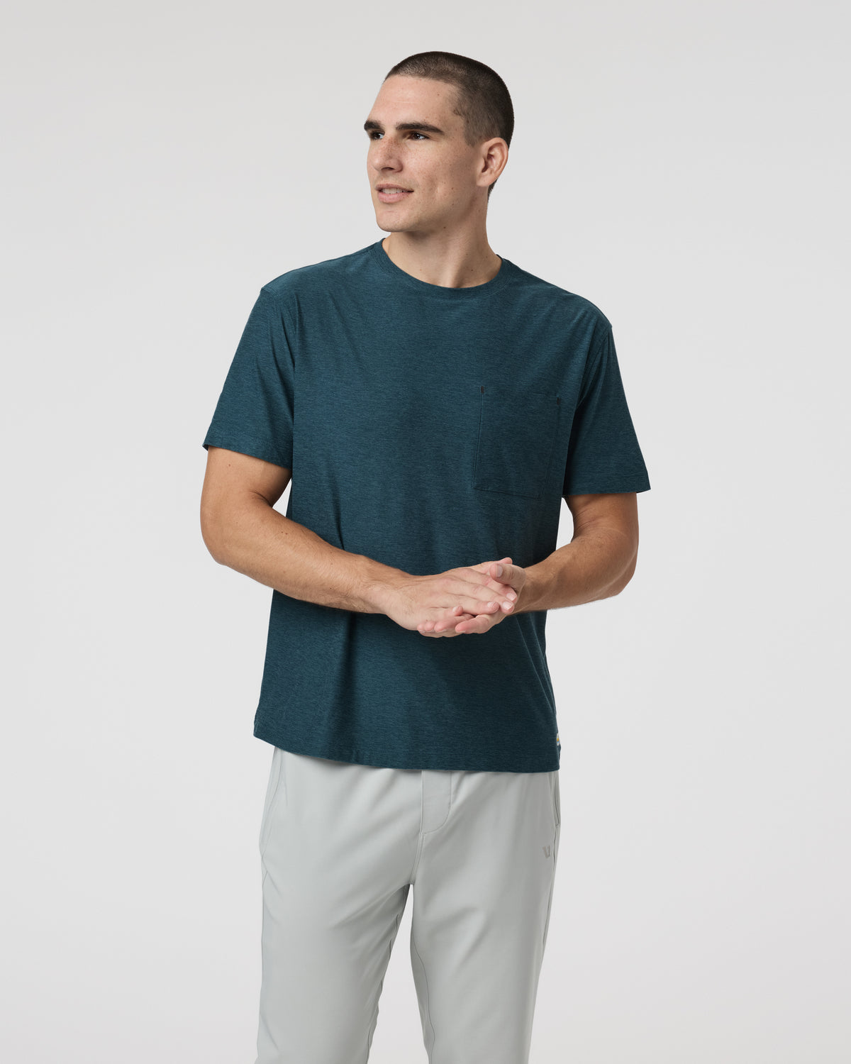Short Sleeve Strato Pocket Tee - Relaxed Fit Light Deep Sea Heather - Image 2