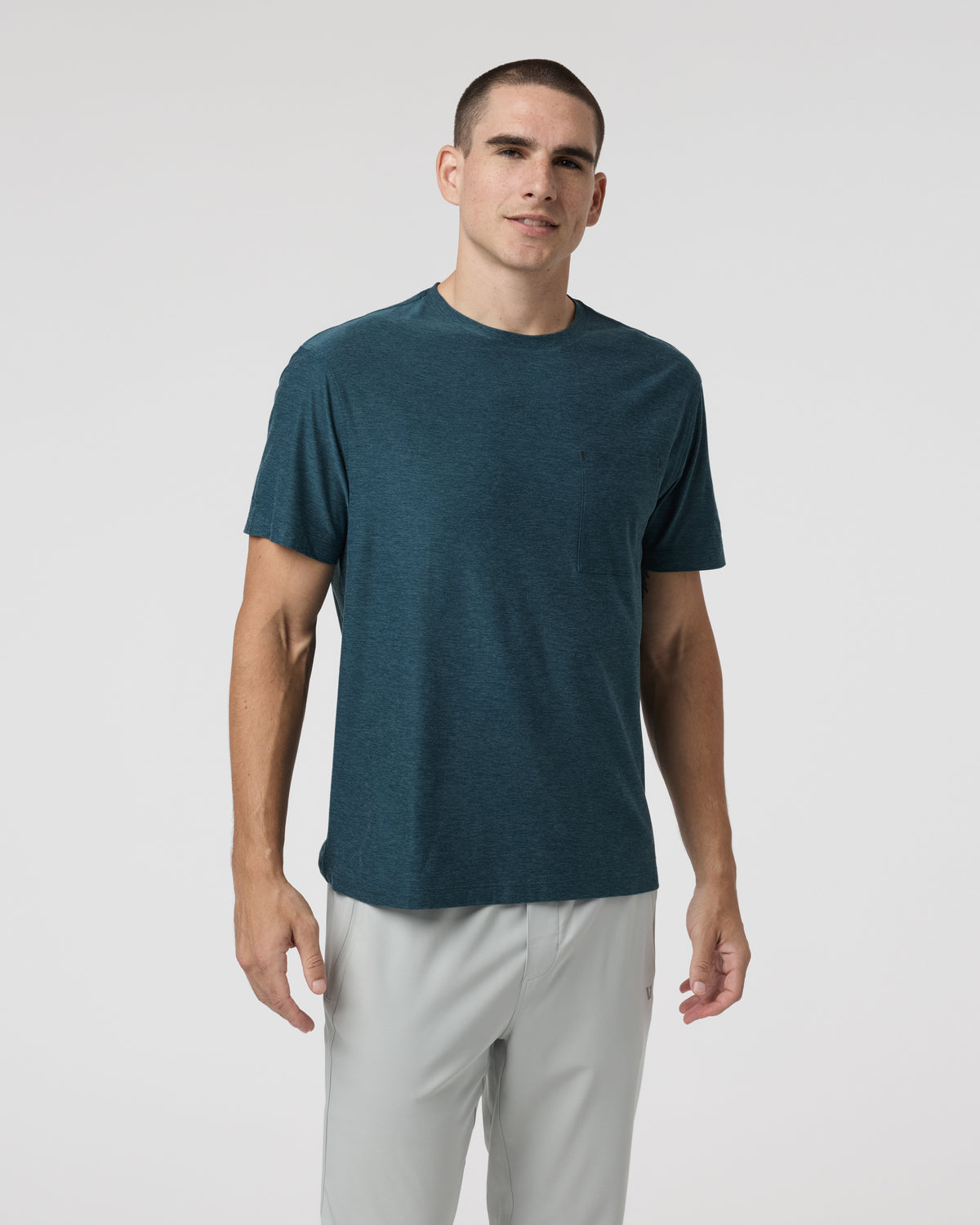 Short Sleeve Strato Pocket Tee - Relaxed Fit Light Deep Sea Heather - Image 4