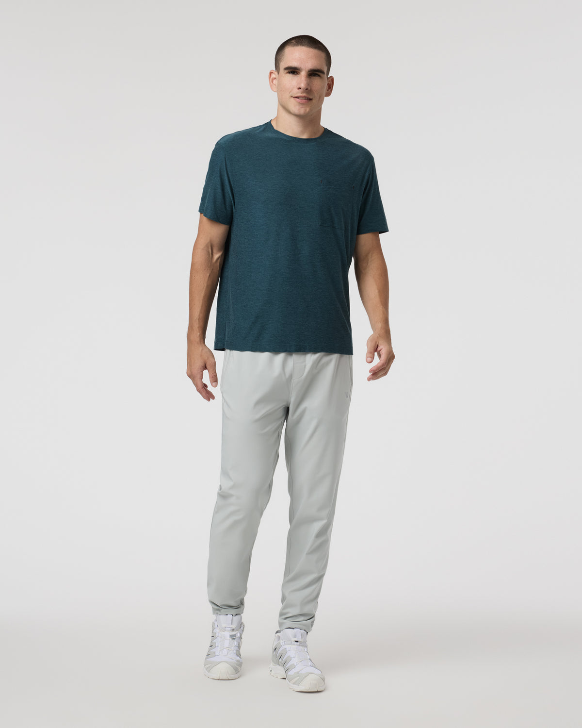 Short Sleeve Strato Pocket Tee - Relaxed Fit Light Deep Sea Heather - Image 5