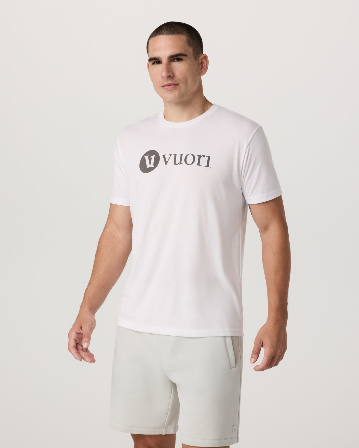 V1 Vuori Wordmark Logo Tee Men's White Logo T-Shirt - Image 2