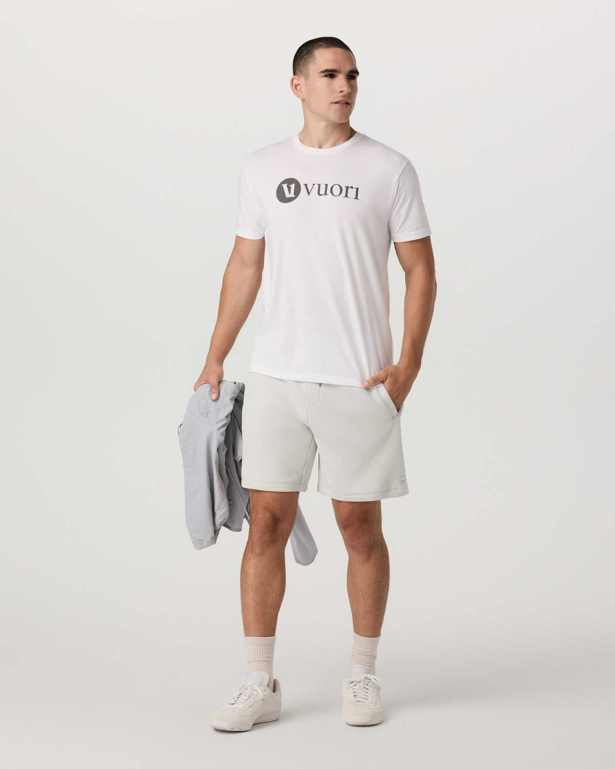 V1 Vuori Wordmark Logo Tee Men's White Logo T-Shirt - Image 3