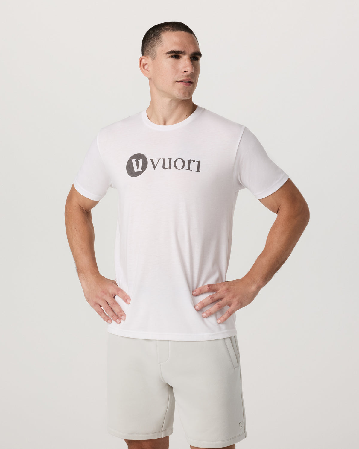 V1 Vuori Wordmark Logo Tee Men's White Logo T-Shirt - Image 4