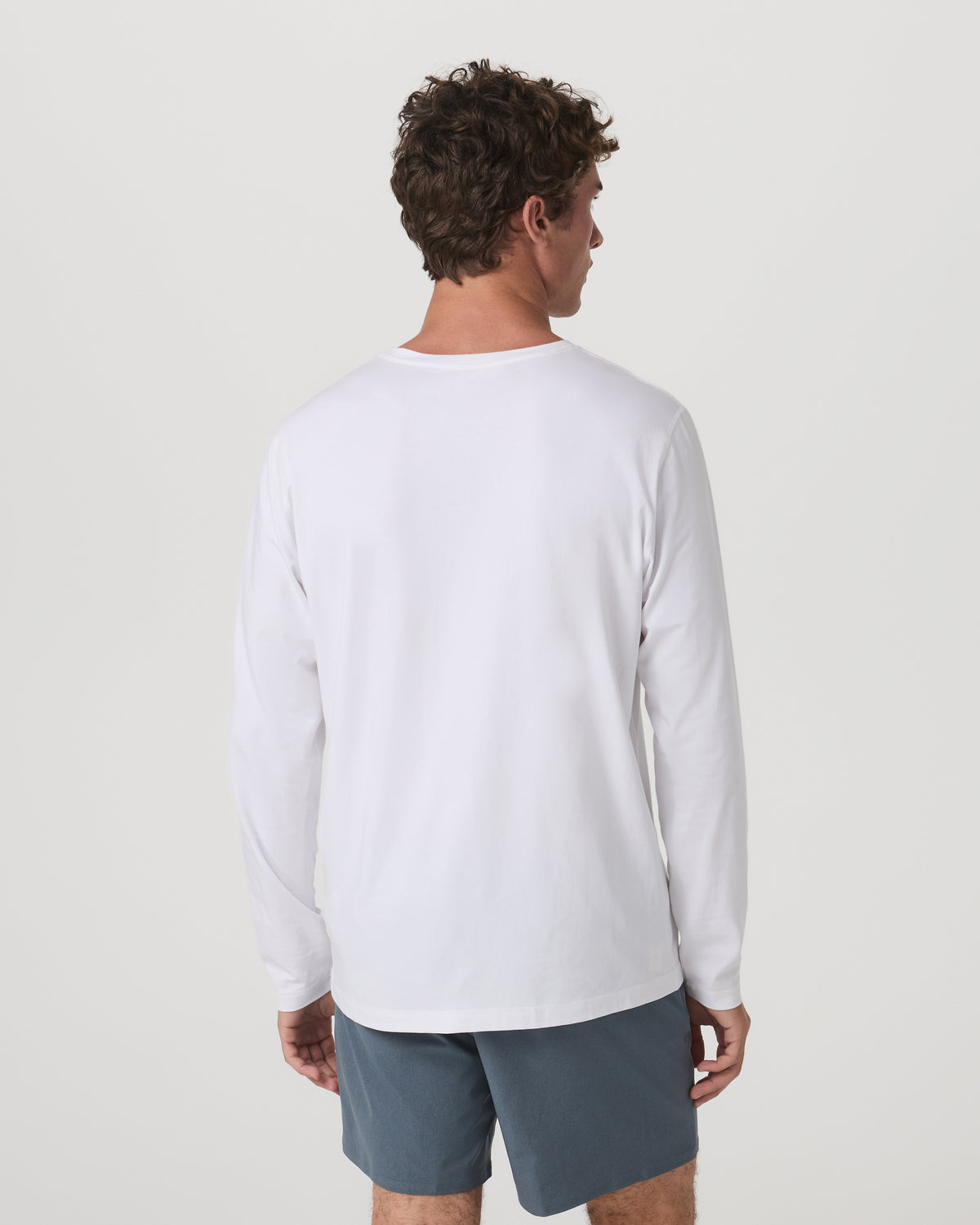 Long Sleeve Tuvalu Tee Men's Lightweight White Shirt - Image 3