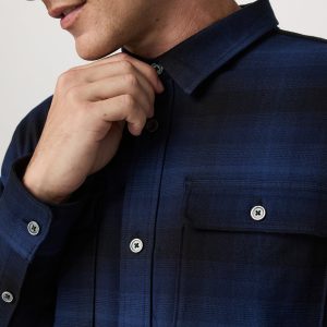 Long Sleeve Flannel Button Down Men's Blue Coast Shirt