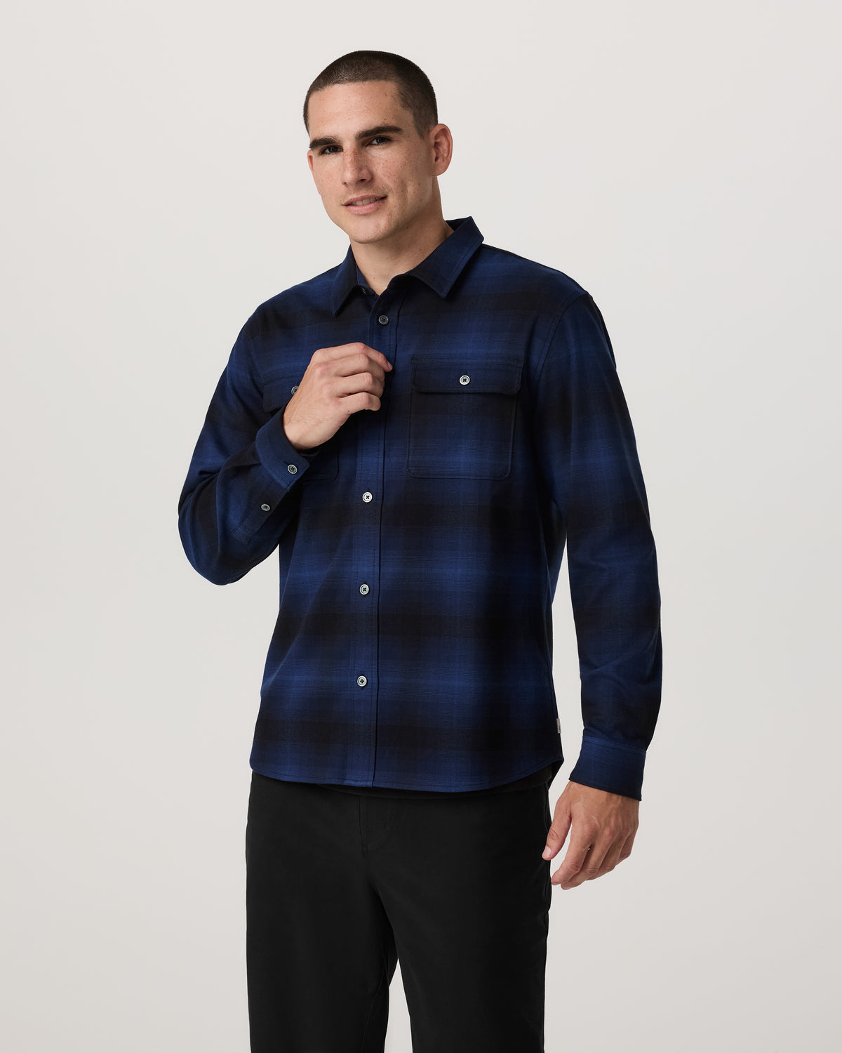 Long Sleeve Flannel Button Down Men's Blue Coast Shirt - Image 3
