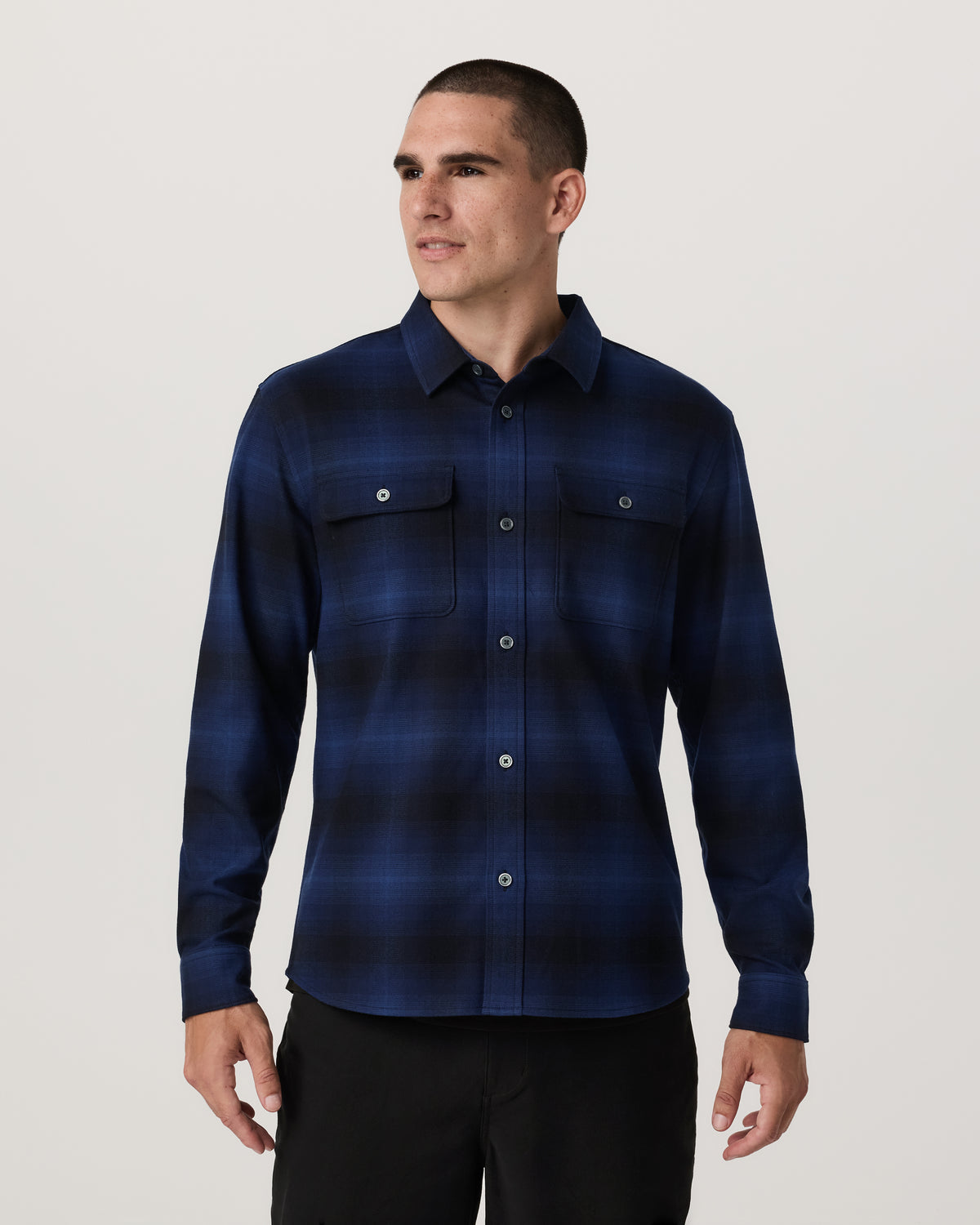 Long Sleeve Flannel Button Down Men's Blue Coast Shirt - Image 5