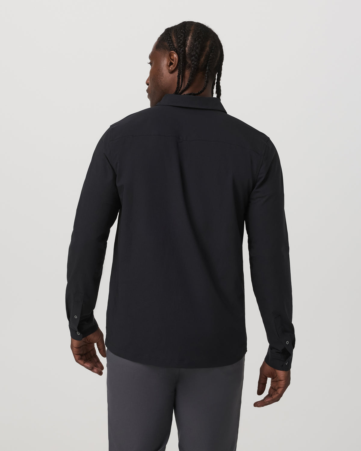 Long Sleeve Manhattan Button Down Men's Black Shirt - Image 3