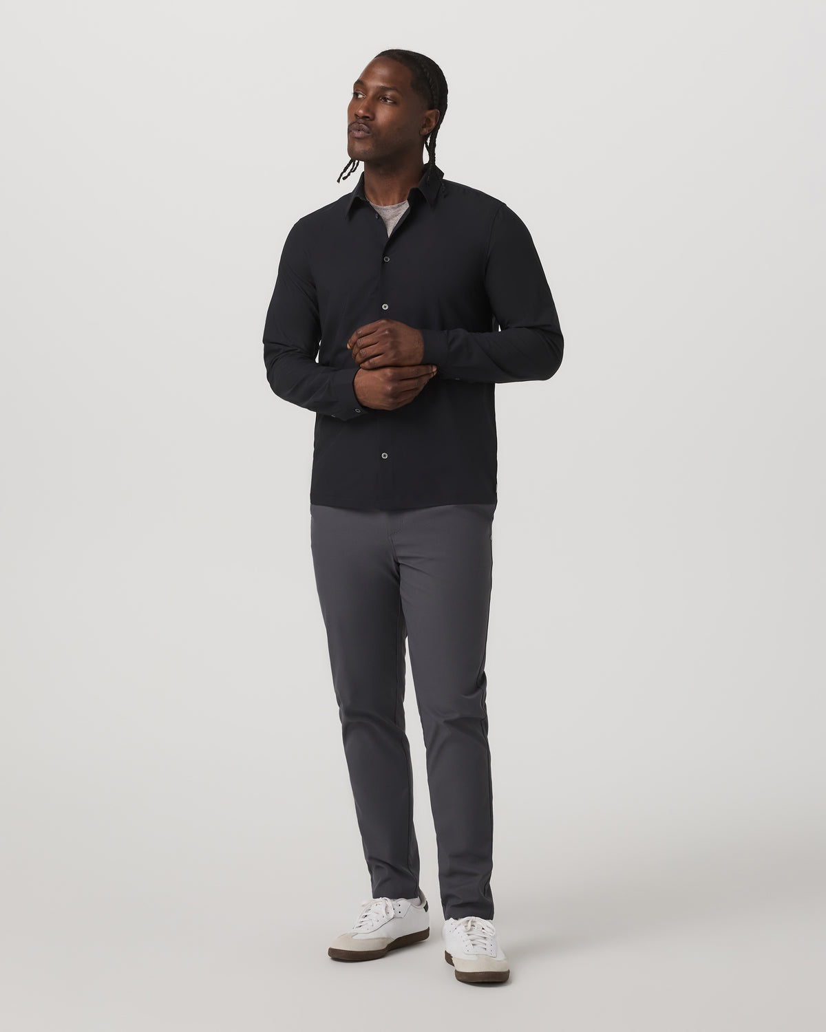 Long Sleeve Manhattan Button Down Men's Black Shirt - Image 4