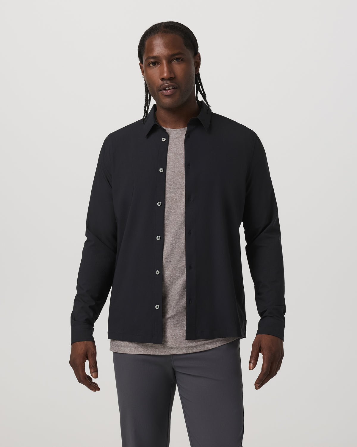 Long Sleeve Manhattan Button Down Men's Black Shirt - Image 5