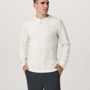 Waffle Henley Men's Marshmallow Henley Top