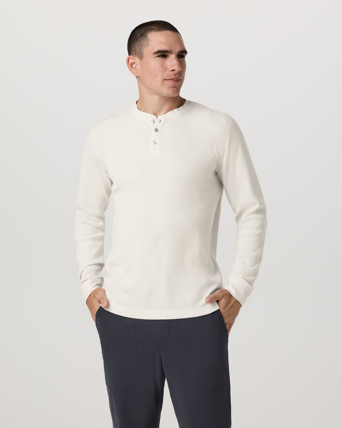 Waffle Henley Men's Marshmallow Henley Top