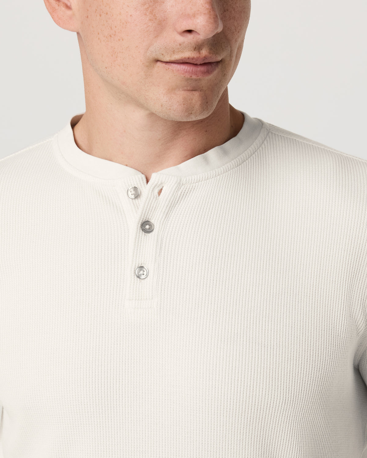 Waffle Henley Men's Marshmallow Henley Top - Image 2