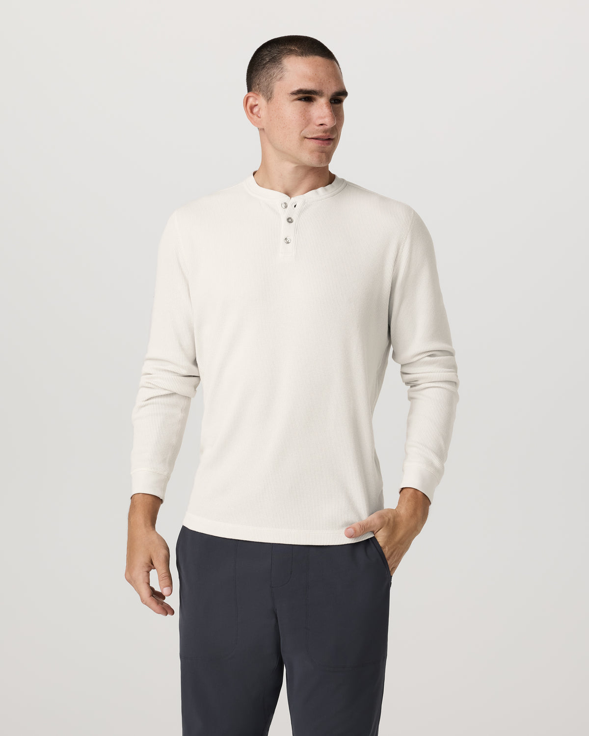 Waffle Henley Men's Marshmallow Henley Top - Image 5