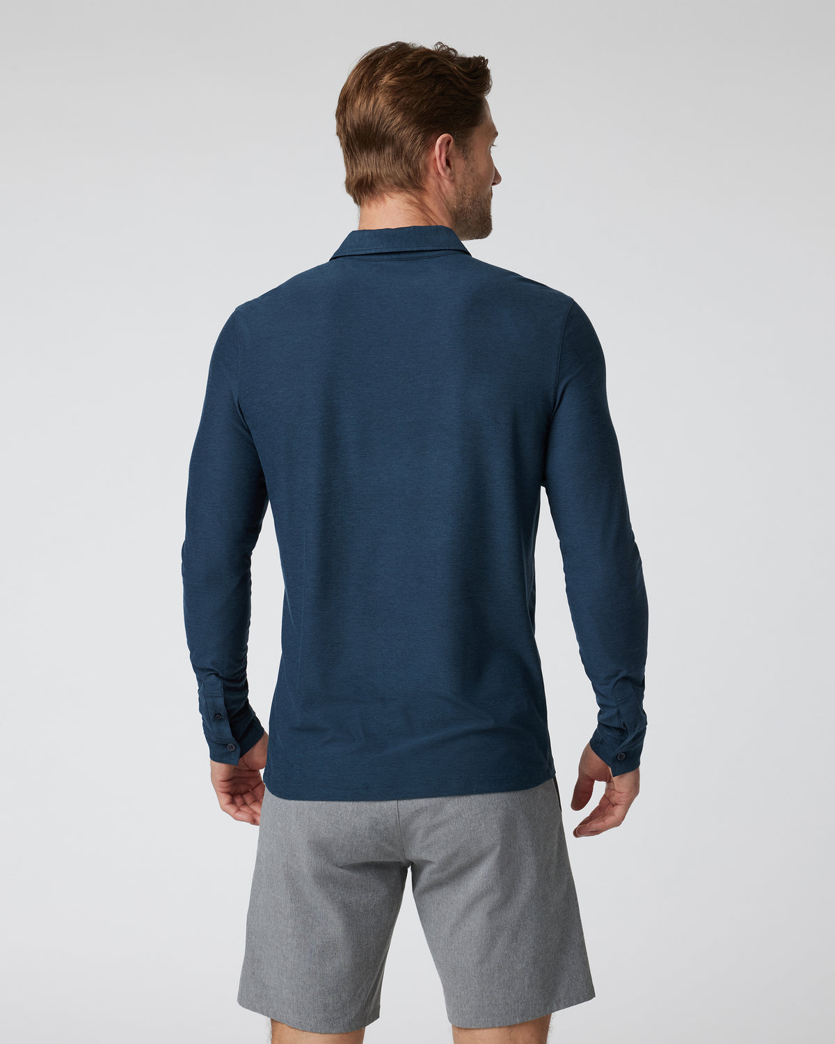Long Sleeve Strato Tech Polo Navy Heather Blue Polo - Image 4