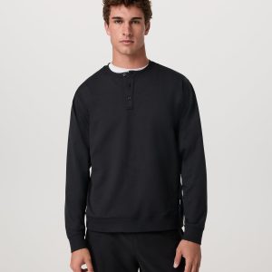 Long Sleeve Coronado Henley - Relaxed Black Heather