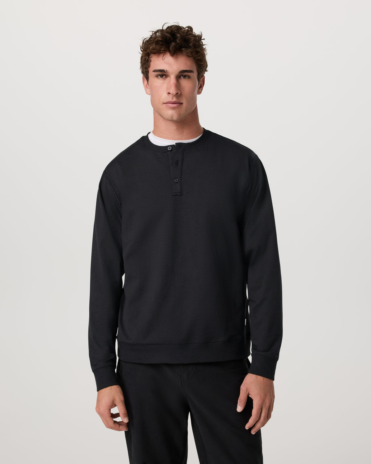 Long Sleeve Coronado Henley - Relaxed Black Heather