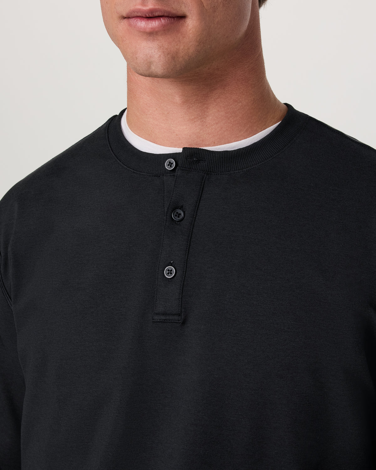 Long Sleeve Coronado Henley - Relaxed Black Heather - Image 2