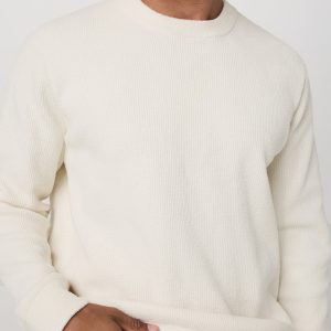 Midweight Rib Sweater Men's Ivory Ribbed Knit Sweater