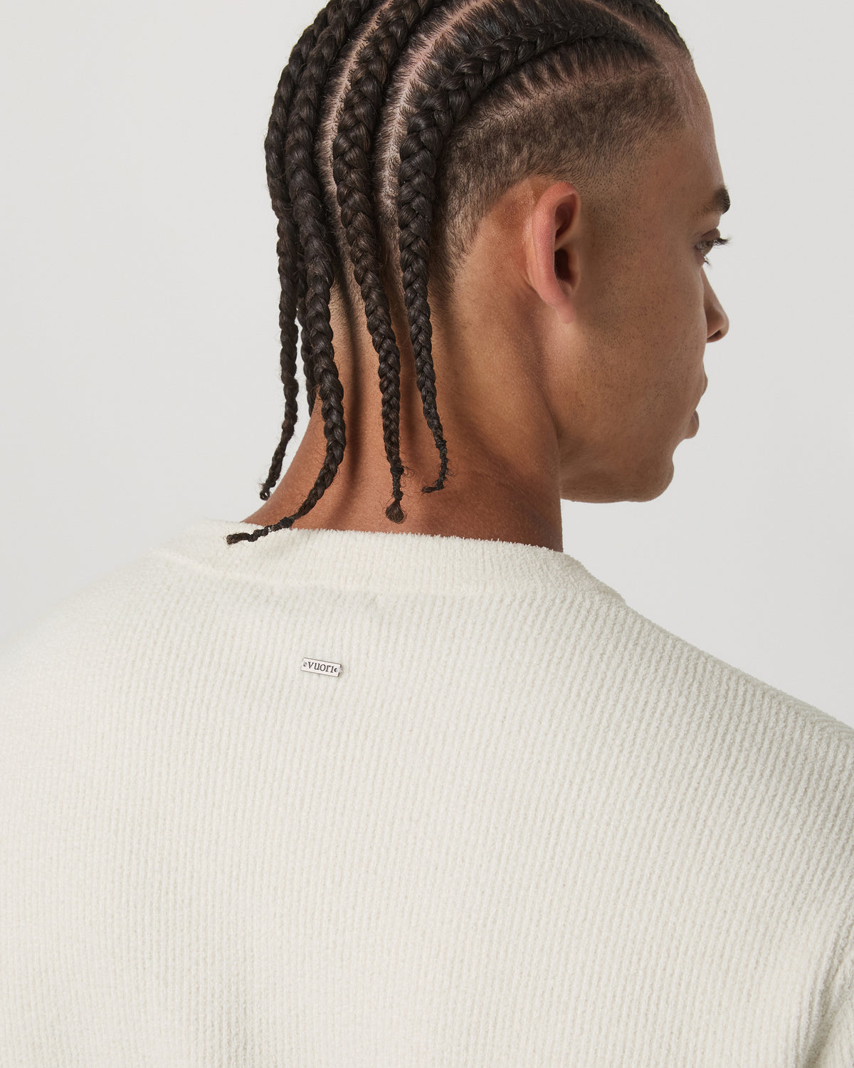 Midweight Rib Sweater Men's Ivory Ribbed Knit Sweater - Image 5