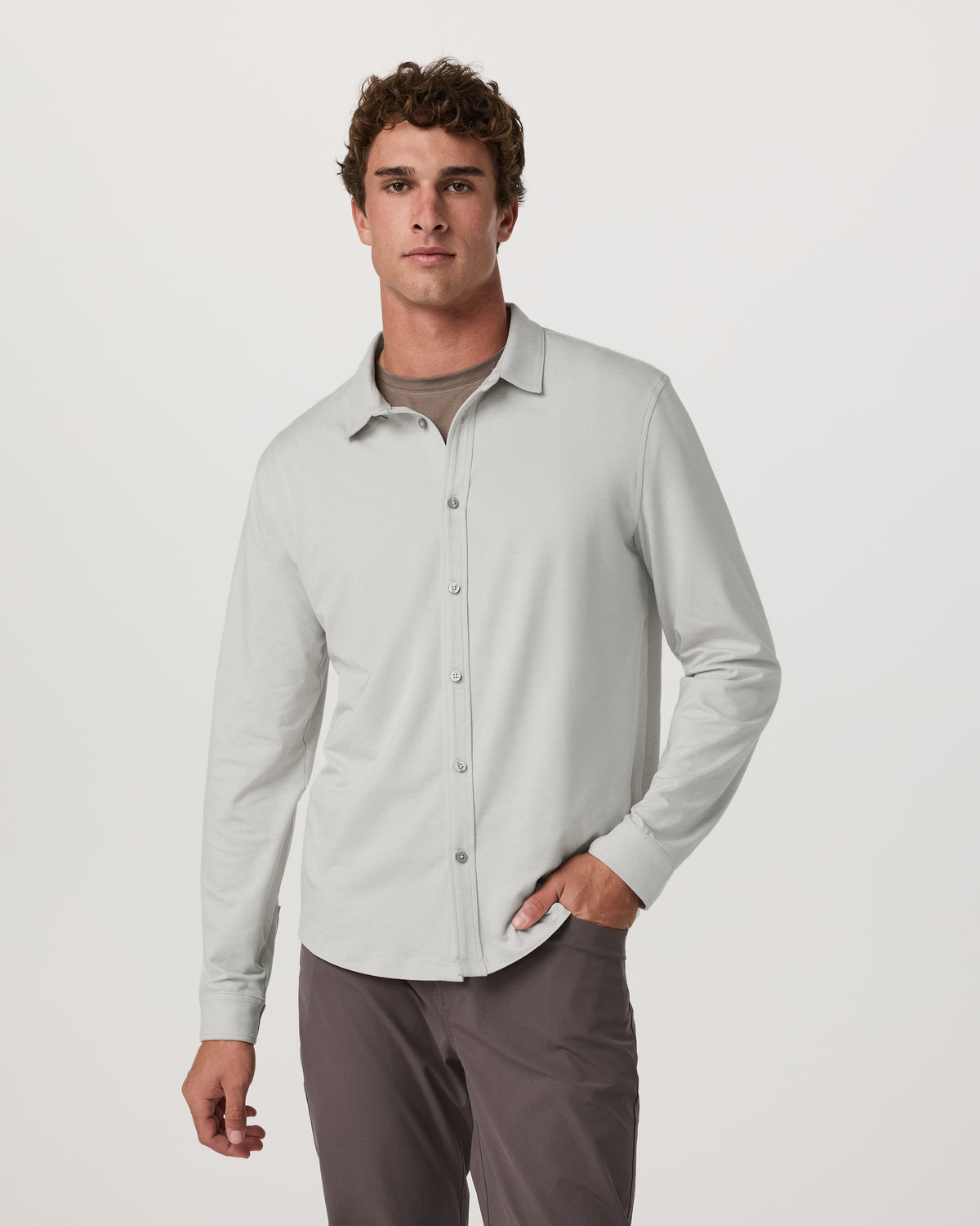 Men's Long Sleeve Ponto Button Down Salt Heather - Image 2