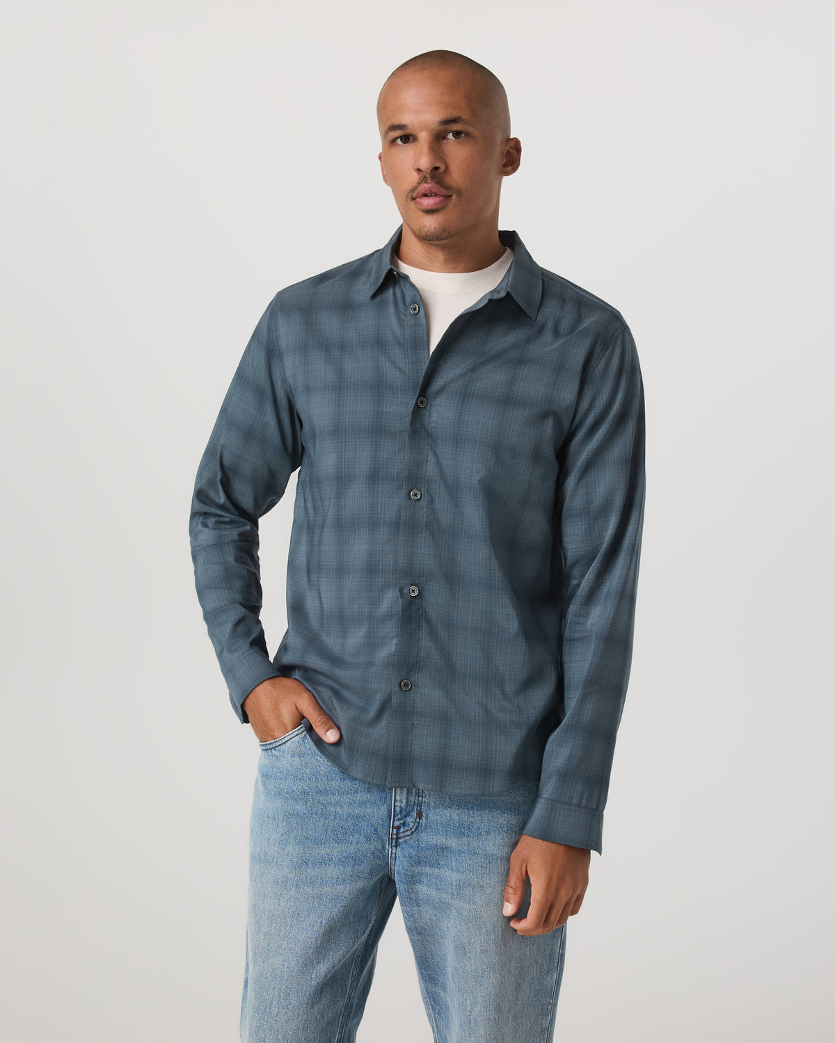 Long Sleeve Plaid Button Down Shirt Men's Abyss Shirt - Image 5