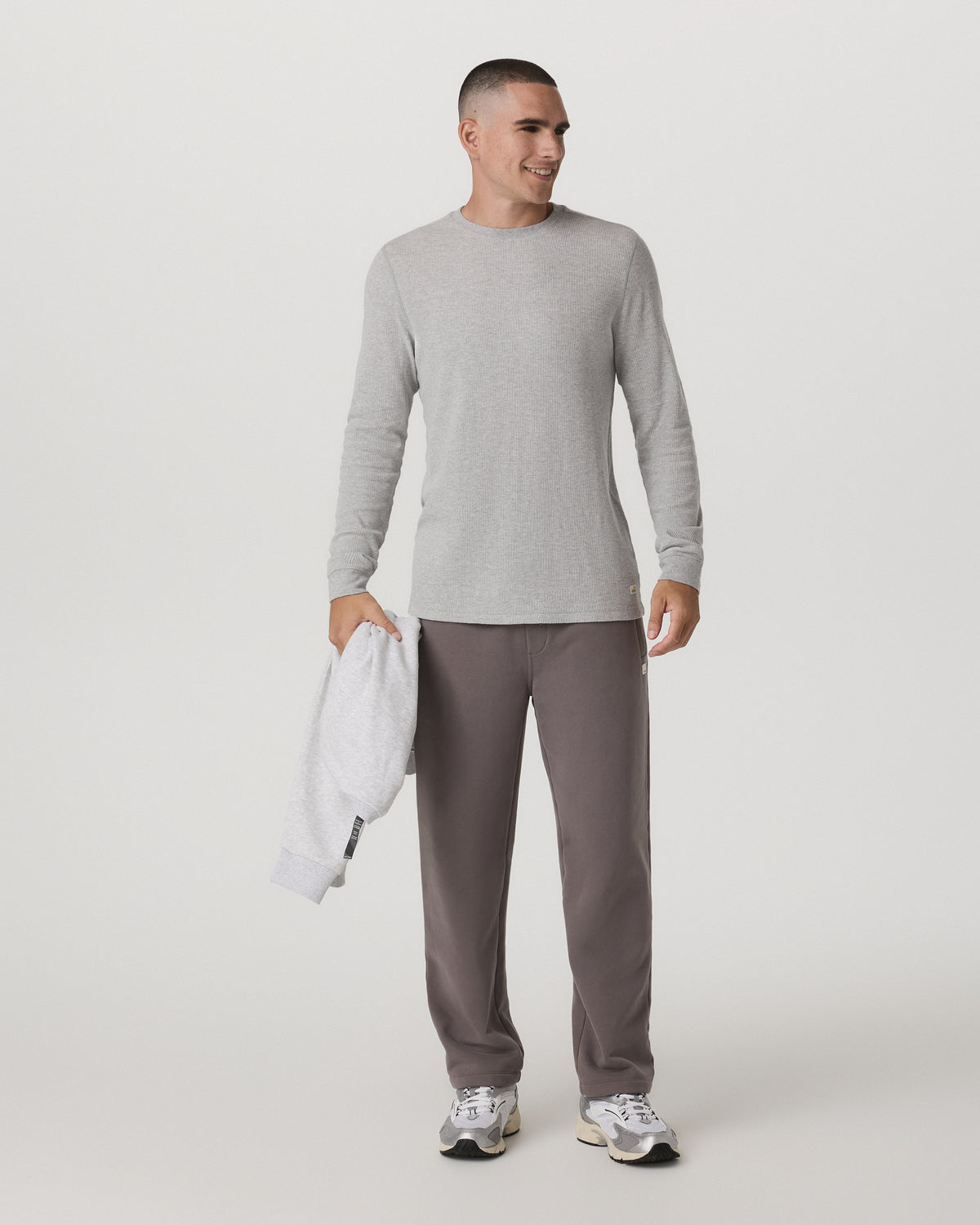 Waffle Crew Men's Light Grey Thermal Shirt - Image 4
