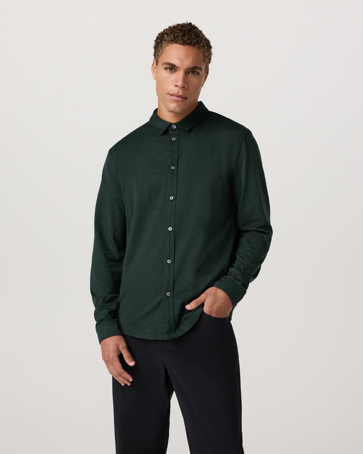 Men's Long Sleeve Ponto Button Down Evergreen Heather - Image 2