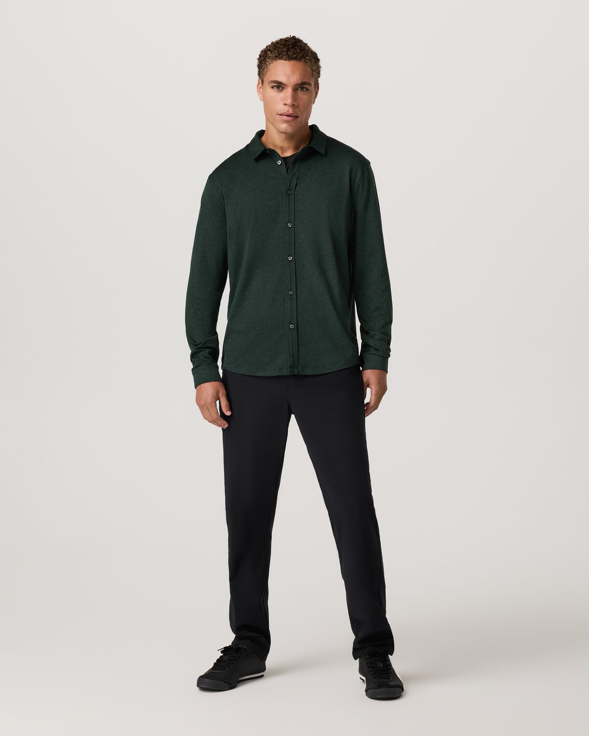 Men's Long Sleeve Ponto Button Down Evergreen Heather - Image 4