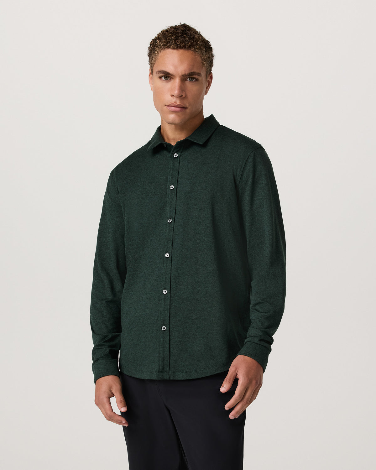 Men's Long Sleeve Ponto Button Down Evergreen Heather - Image 5