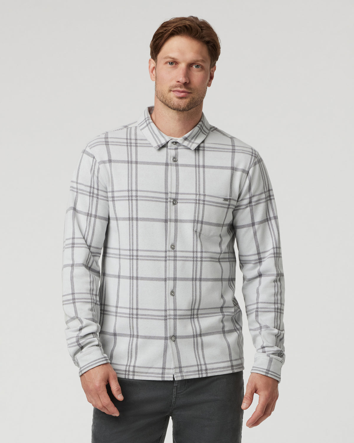 Seaview Plaid Buttondown Shirt Frost Grey