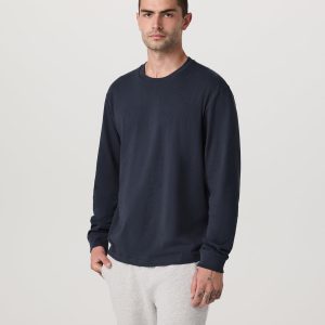Long Sleeve Heavyweight Cotton Tee Men's Navy Shirt