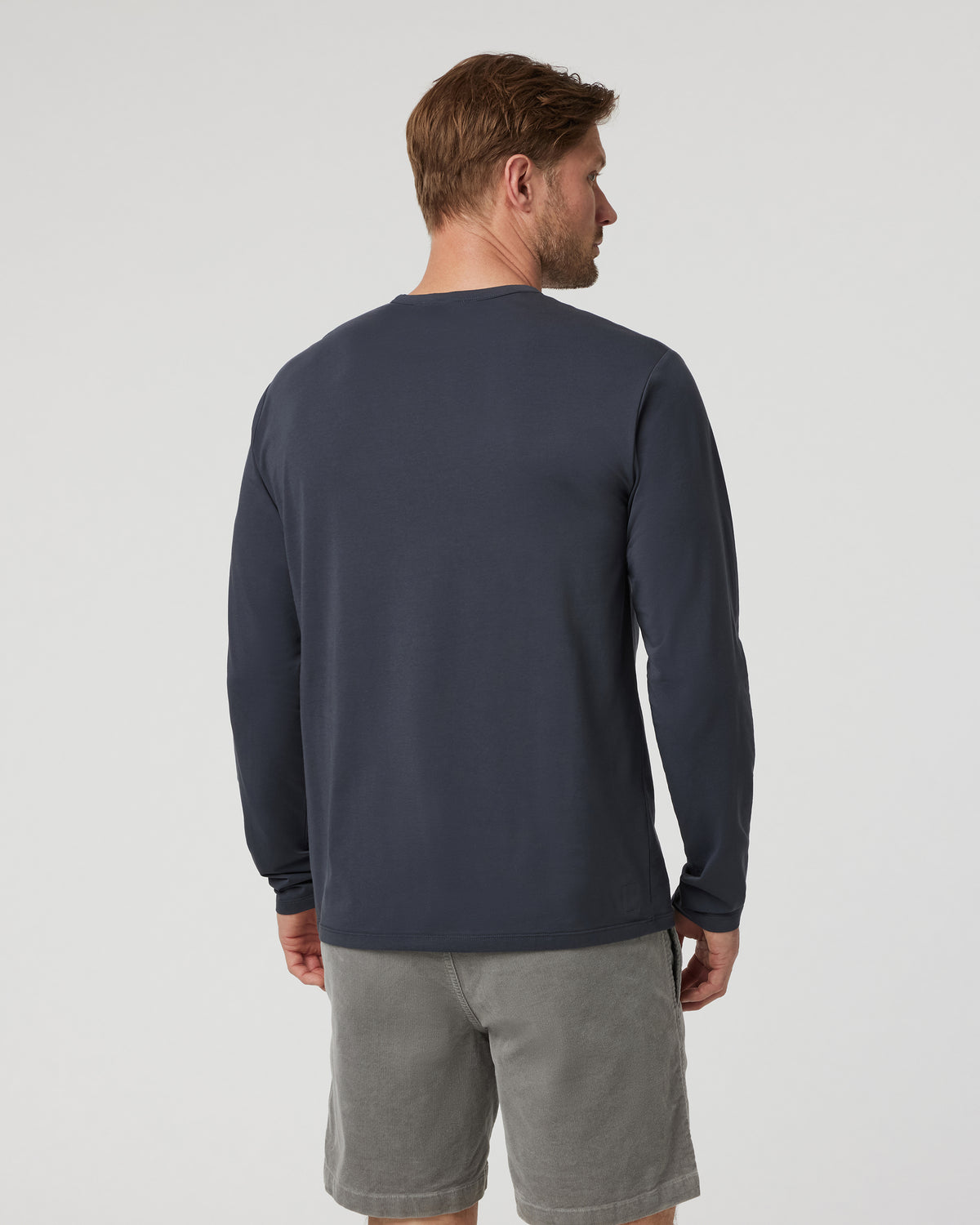Long Sleeve Men's Feather Tee Navy - Image 2