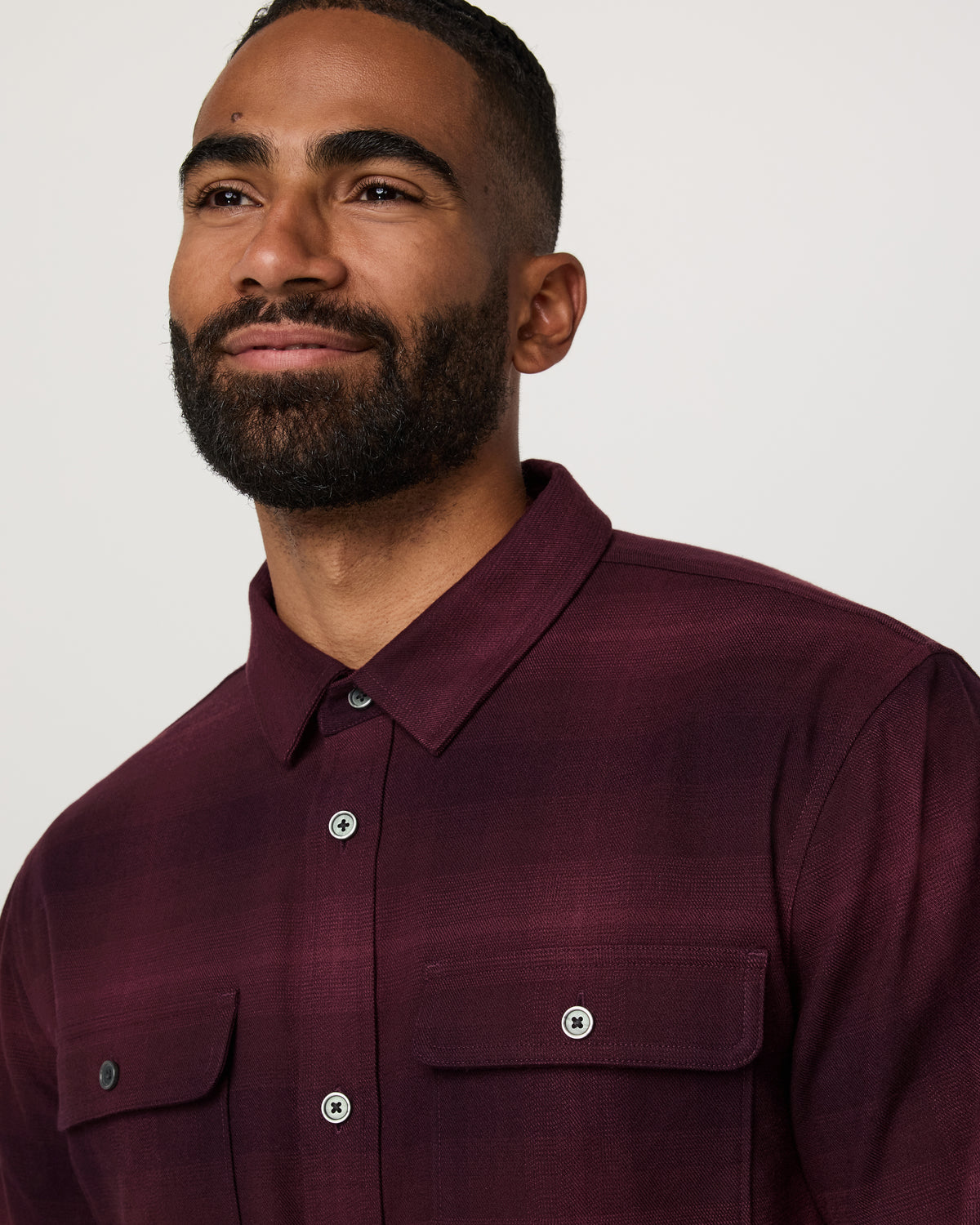 Long Sleeve Flannel Button Down Men's Raisin Shirt - Image 2