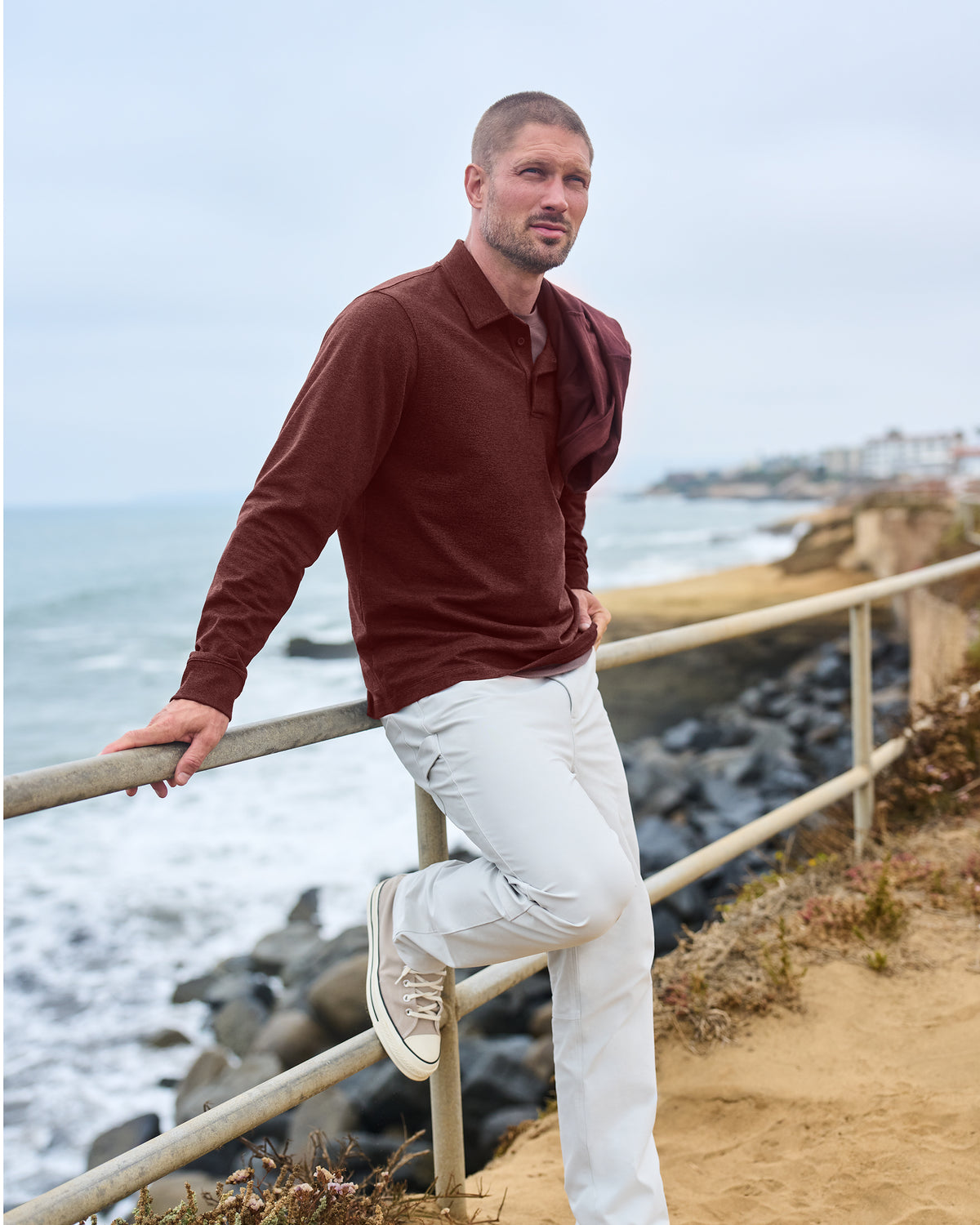 Men's Long Sleeve Coronado Rugby Spiced Apple Heather