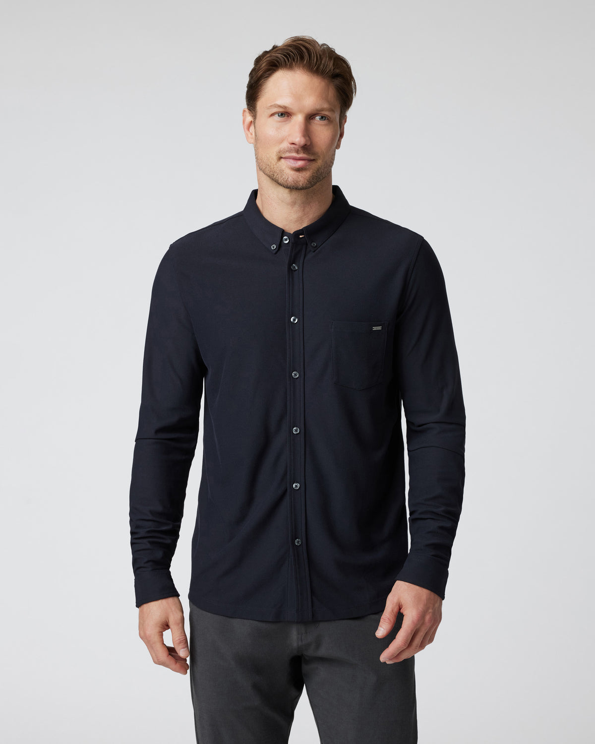 Long Sleeve Ace Button Down Men's Black Shirt