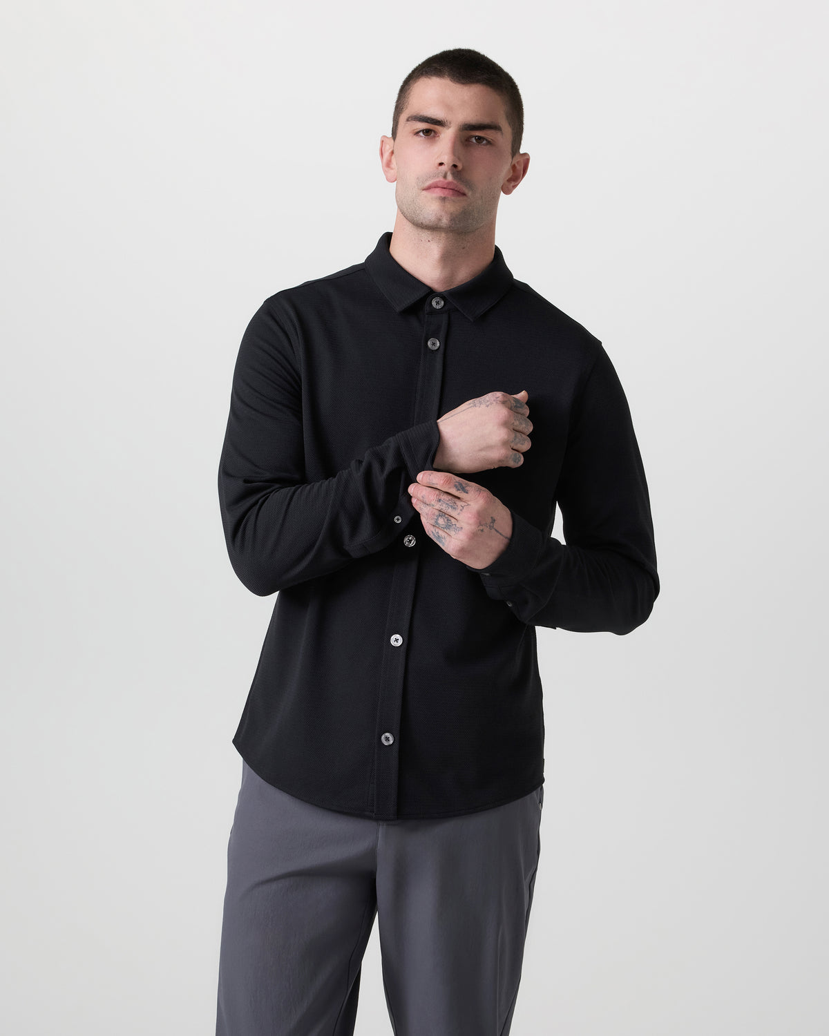 Long Sleeve North Beach Button Down Black