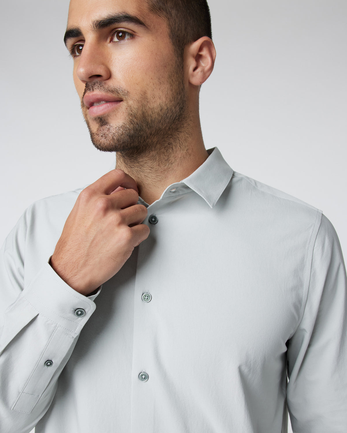 Long Sleeve Manhattan Button Down Sky Grey - Image 2