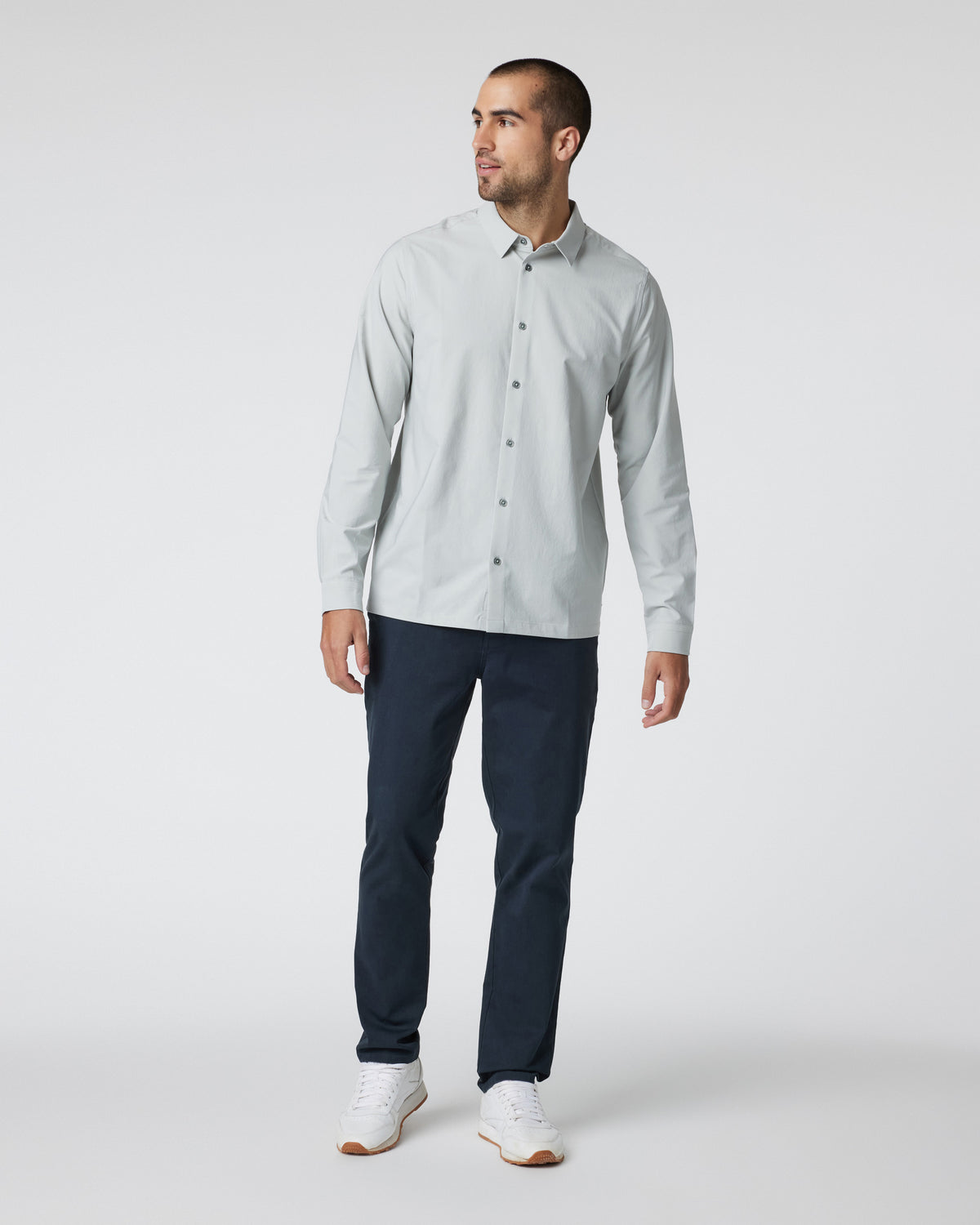 Long Sleeve Manhattan Button Down Sky Grey - Image 3