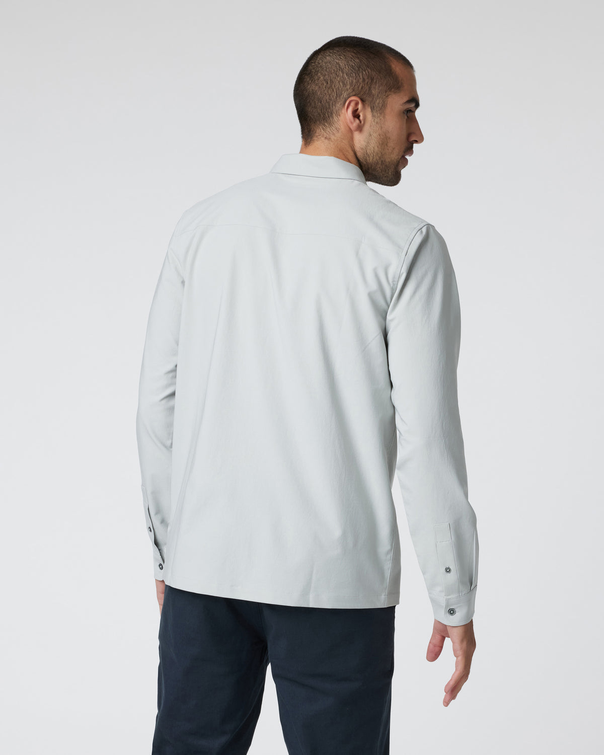 Long Sleeve Manhattan Button Down Sky Grey - Image 4