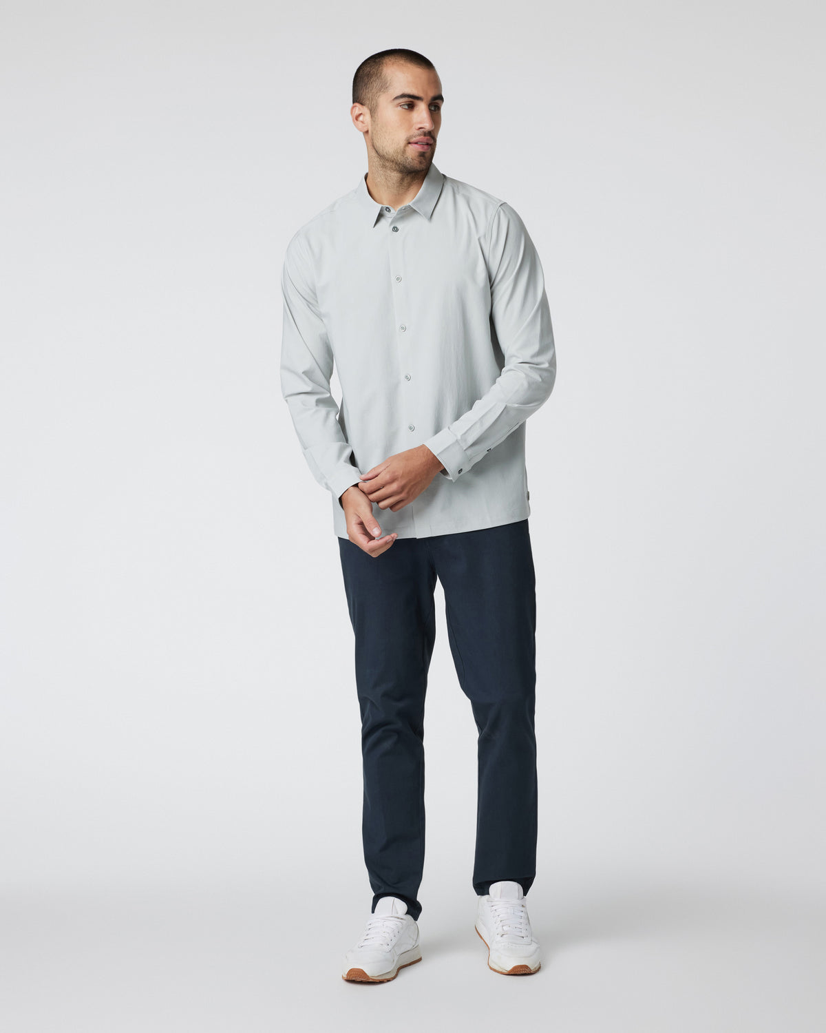 Long Sleeve Manhattan Button Down Sky Grey - Image 5