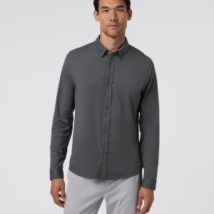 Long Sleeve TravelLite Button Down Dark Pewter
