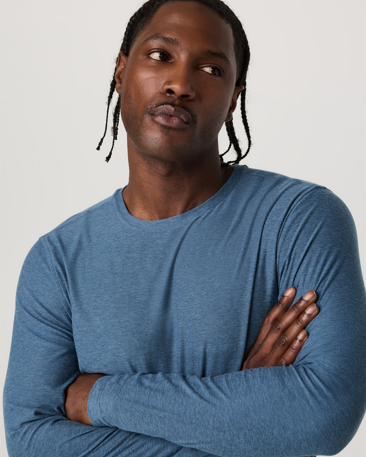 Men's Long Sleeve Strato Tech Tee Pool Blue Heather - Image 3