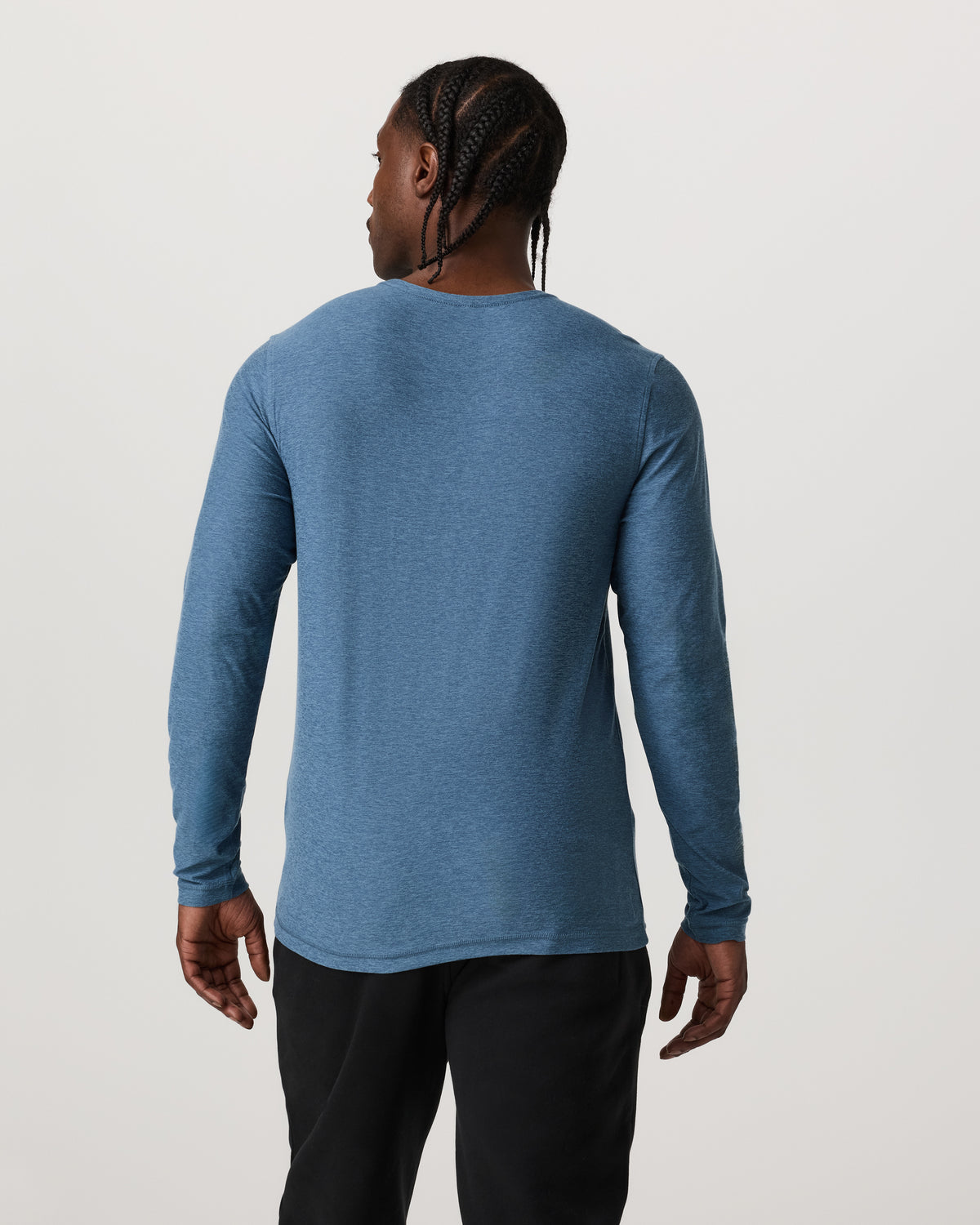 Men's Long Sleeve Strato Tech Tee Pool Blue Heather - Image 4