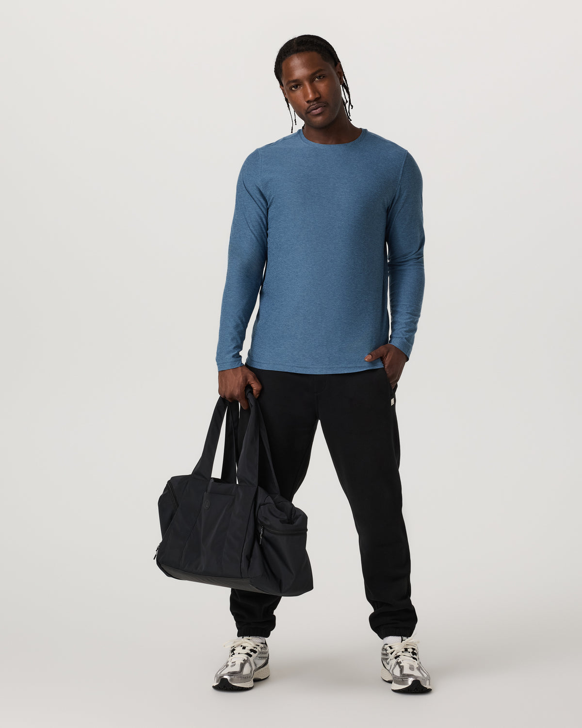 Men's Long Sleeve Strato Tech Tee Pool Blue Heather - Image 5